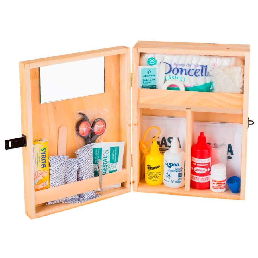 Botiquín primeros auxilios madera 35 ítems mod. MB - EVER SAFE®